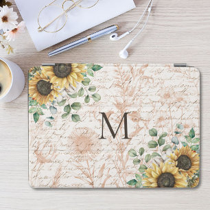 Monogrammed Vintage Rustic Sunflower Decorative iPad Mini Cover