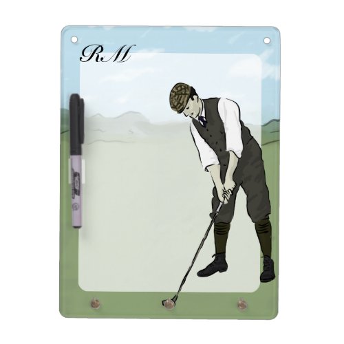 Monogrammed Vintage Style golf art Dry_Erase Board