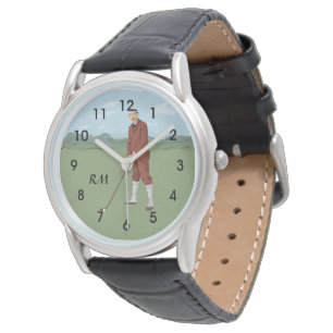 Monogrammed Vintage Style golfer Watch