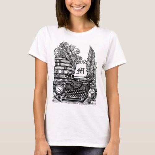 Monogrammed Vintage Writers Theme Color Me T_Shirt