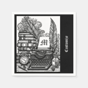 Monogrammed Vintage Writer's Theme Napkins