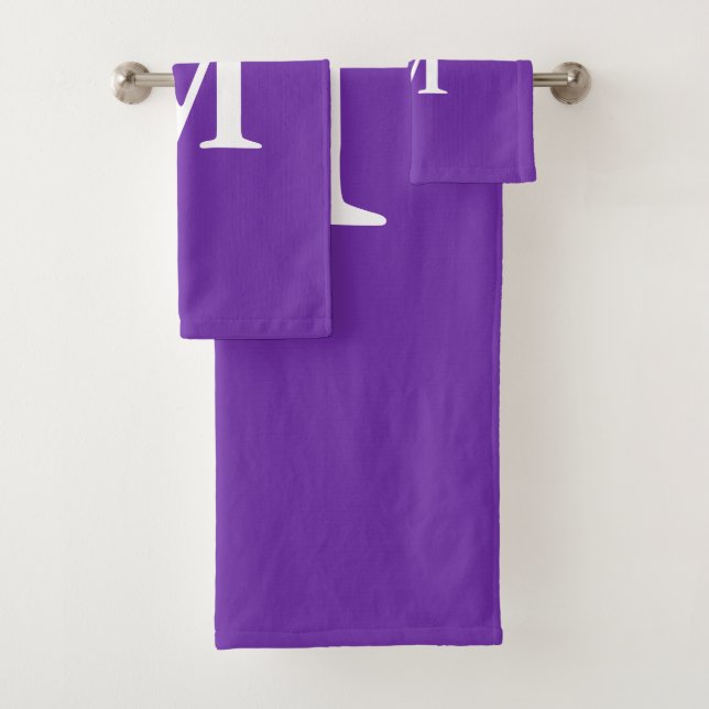 Monogrammed Violet Purple Solid Color Bath Towel Set (Insitu)