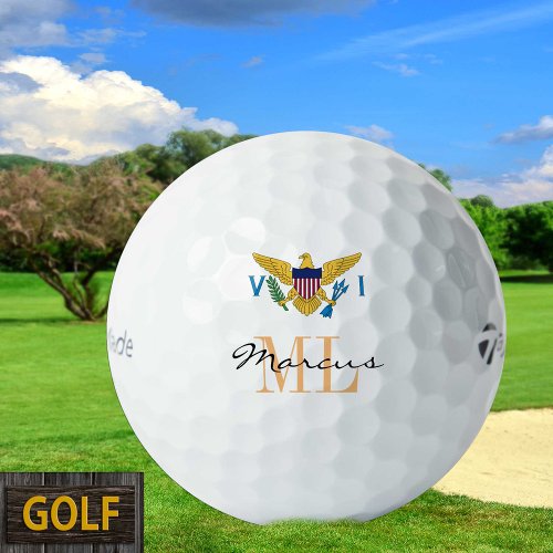 Monogrammed Virgin Islands Flag USA Golf Balls