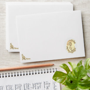 Monogrammed Virgin Mary Sepia Catholic Wedding Envelope