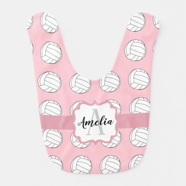 Monogrammed Volley ball baby bib (Front)