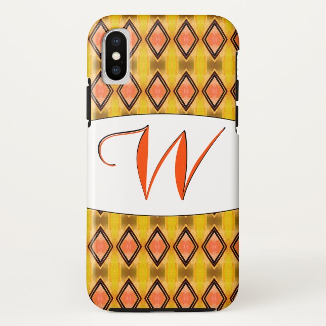 Monogrammed W Phone Case In Double Black Diamond (Back)