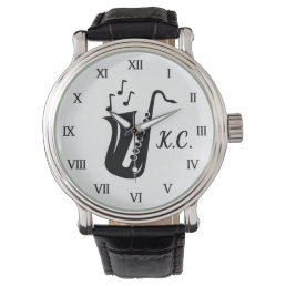Monogrammed watch gift for saxophone player