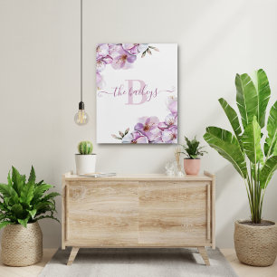 Monogrammed Watercolor Cherry Blossom Acrylic Art