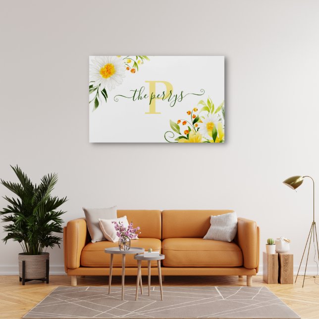 Monogrammed Watercolor Daisy Acrylic Art (Creator Uploaded)