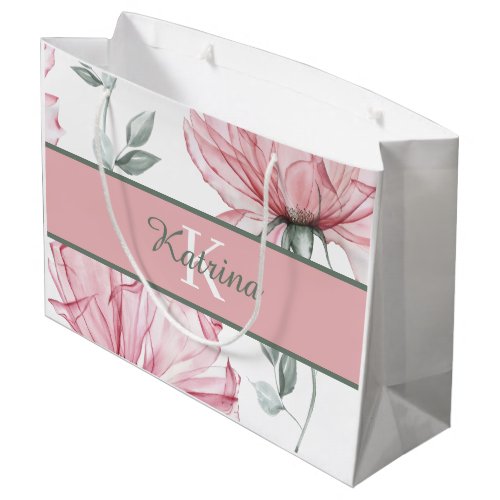 Monogrammed Watercolor Floral Gift Bag