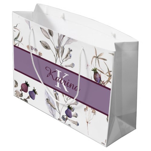 Monogrammed Watercolor Floral Gift Bag