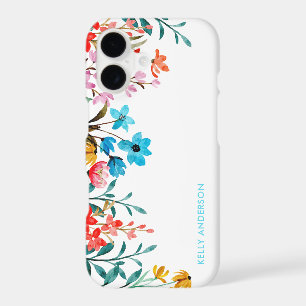 Monogrammed Watercolor Floral Girly iPhone 17 Case