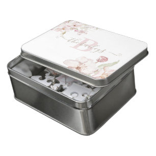 Monogrammed Watercolor Floral Puzzle