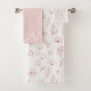 Monogrammed Watercolor Floral Towel Set