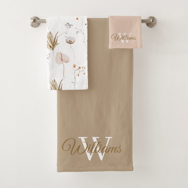 Monogrammed Watercolor Floral Towel Set (Insitu)