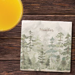 Monogrammed Watercolor Green Pine Forest Mountain Stone Coaster<br><div class="desc">Get creative in the kitchen with our Monogrammed Watercolor Green Pine Forest Mountain Stone Coaster. Cooking becomes an adventure in the heart of nature.</div>