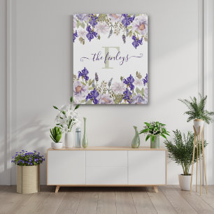 Monogrammed Watercolor Iris Lavender Acrylic Art