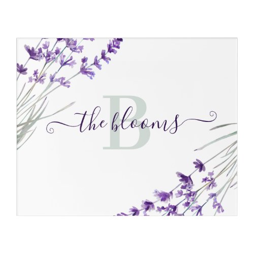 Monogrammed Watercolor Lavender Acrylic Art