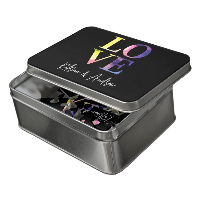 Monogrammed Watercolor Love Puzzle (Lid Open)