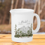 Monogrammed Watercolor Mountain and Forest Beverage Pitcher<br><div class="desc">Introducing our Monogrammed Watercolor Mountain and Forest Beverage Pitcher! Customize the monogram and elevate your drink service with a touch of nature's charm.</div>