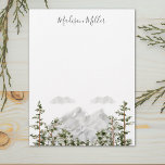Monogrammed Watercolor Mountain and Forest Letterhead<br><div class="desc">Organize your pens with our Monogrammed Watercolor Mountain and Forest Letterhead. Featuring A green woods with mountain background. Suitable for nature lovers.</div>