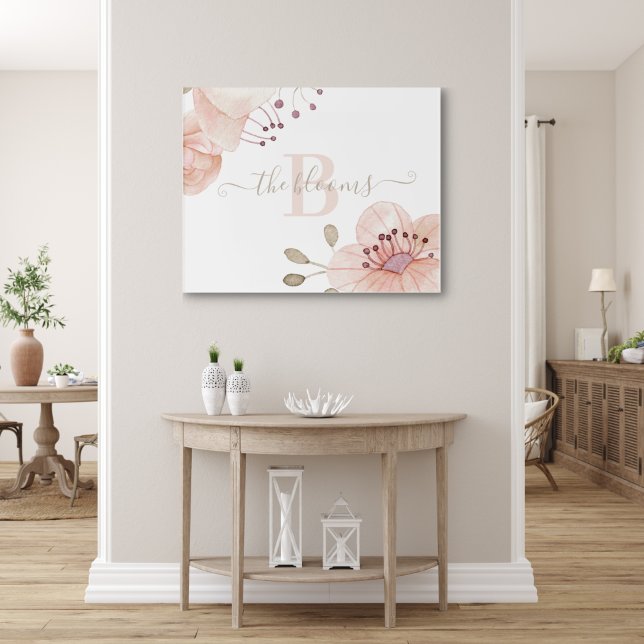 Monogrammed Watercolor Peach Floral Acrylic Art (Creator Uploaded)