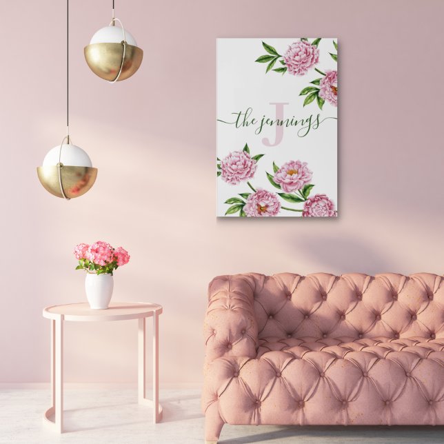 Monogrammed Watercolor Pink Peony Acrylic Art (Creator Uploaded)