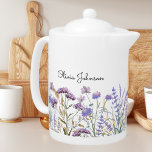Monogrammed Watercolor Purple Wildflower Meadow Teapot<br><div class="desc">Bring a touch of natural beauty into your space with our Monogrammed Watercolor Purple Wildflower Meadow teapot. You can add your name to it. Suitable as gift for nature and flower lovers.</div>