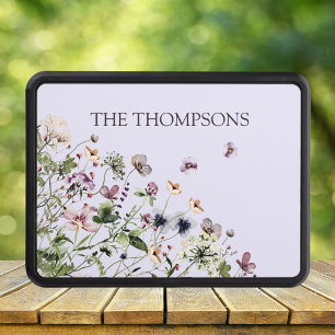 Monogrammed Watercolor Purple Wildflowers Hitch Cover