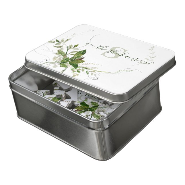 Monogrammed Watercolor Puzzle (Lid Open)