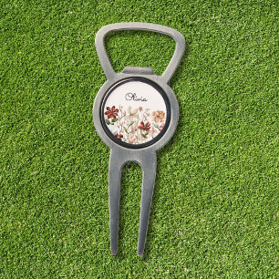 Monogrammed Watercolor Vintage Wildflower Floral Divot Tool