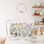 Monogrammed Watercolor Wildflower Garden Apron<br><div class="desc">Bring a touch of natural beauty into your style with our Wildflower Garden Apron. Discover a delightful collection of colorful blooms bring the charm of nature indoors. You can add your family name on it. Great as gift for nature and flower lovers.</div>