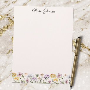 Monogrammed Watercolor Wildflower Garden Letterhead
