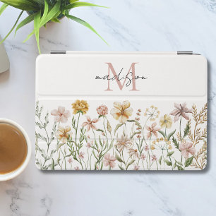 Monogrammed Watercolor Wildflower Meadow Floral iPad Mini Cover