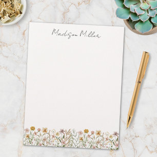 Monogrammed Watercolor Wildflower Meadow Floral Letterhead