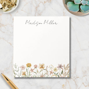 Monogrammed Watercolor Wildflower Meadow Floral Notepad
