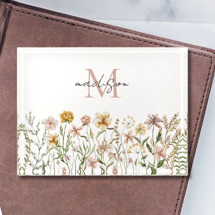 Monogrammed Watercolor Wildflower Meadow Floral Paperweight