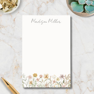 Monogrammed Watercolor Wildflower Meadow Floral Post-it Notes