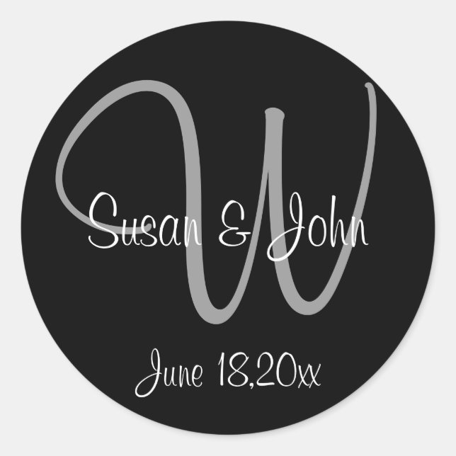 Monogrammed Wedding Classic Round Sticker (Front)