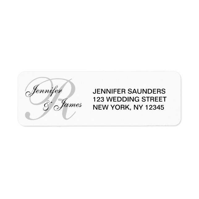 Monogrammed Wedding Custom Address Label (Front)