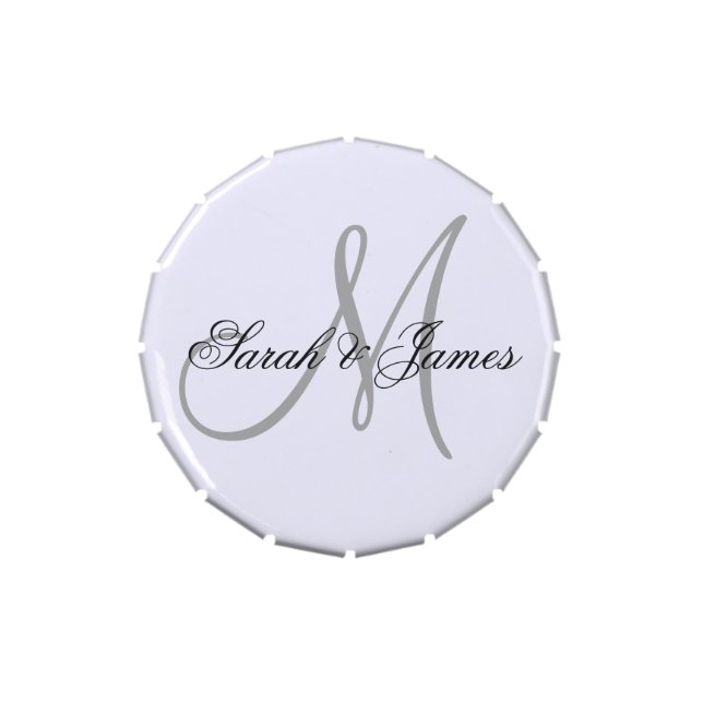 Monogrammed Wedding Favor Jelly Belly Candy Tin (Top)