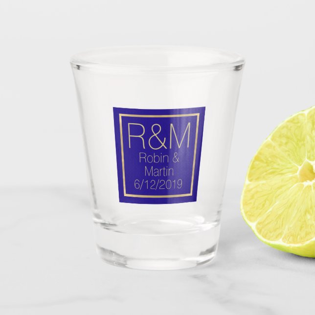 Monogrammed Wedding Favor Shot Glass (Front)