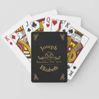 Personalized Playing Cards Black and Gold Wedding Favors 