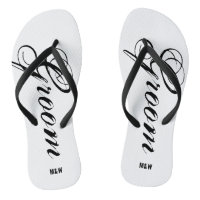 Monogrammed wedding flip flops for bride and groom