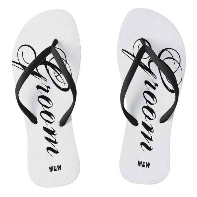 Monogrammed wedding flip flops for bride and groom (Footbed)