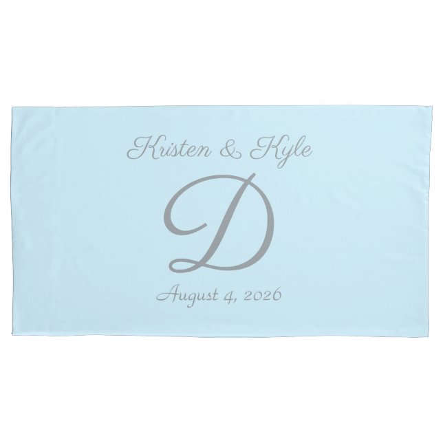 Monogrammed wedding gift pillow case (Front-Left)