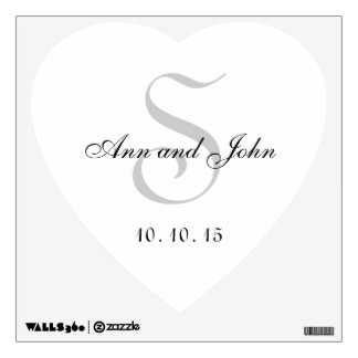 Monogrammed Wedding Heart Wall Decal