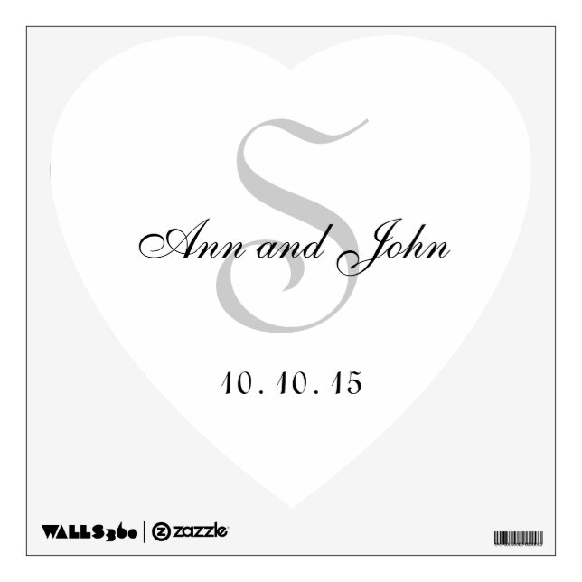 Monogrammed Wedding Heart Wall Decal (Front)