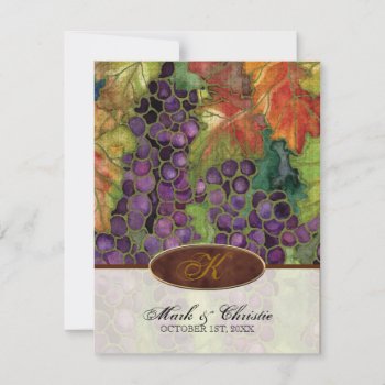 Monogrammed Wedding Invitation Autumn Grape Leaf by AudreyJeanne at Zazzle