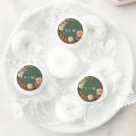Monogrammed Wedding Life Saver® Mints<br><div class="desc">These elegant lifesaver mints with wedding monogram feature hand-painted watercolor burnt orange and terracotta leaves,  cream and beige dahlias,  and beautiful rust-colored roses arranged as a stylish wreath on a sage green background.  Find matching items in the Sage Autumn Romance Collection.</div>